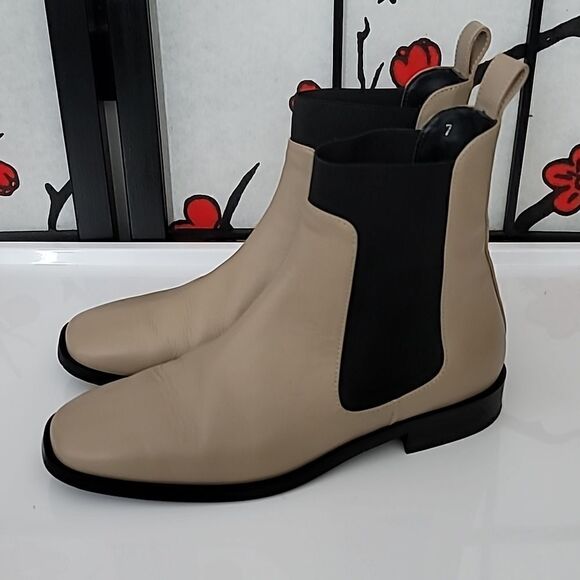 Everlane The Italian Leather Tan Chelsea Square Toe Ankle Boot Size 7 - Picture 1 of 9